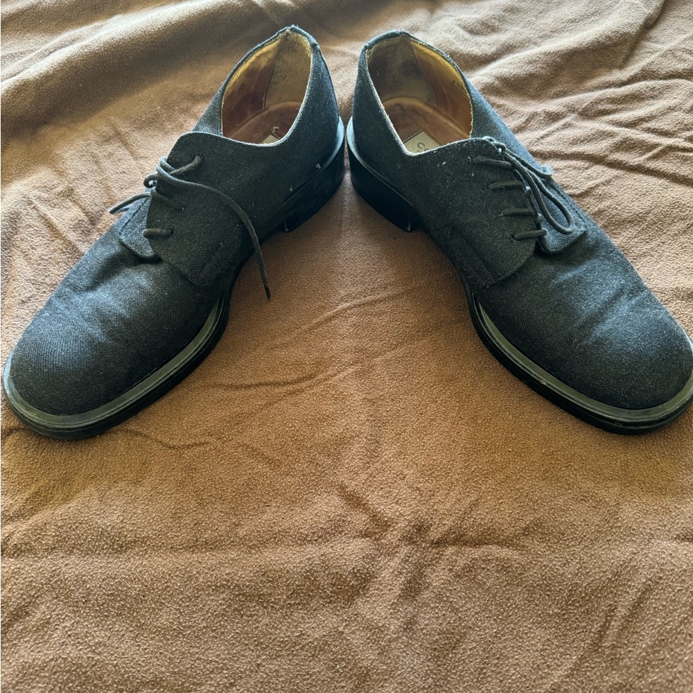 Preowned vintage Coach New York Grey Flannel Laced Loafers 10 B.